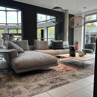 Flexform - Ecksofa Campiello Stoff Extra Elvira N1724 Grau Füße Metall Brüniert Inklusive 8 Kissen - 4