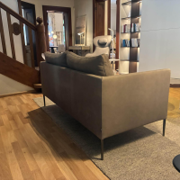 COR - Sofagarnitur Pilotis Sofa Und Sessel Leder 683 Taupe Braun Füße Schwarzchrom - 7