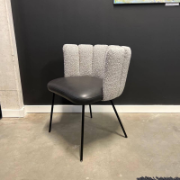 KFF - Stuhl Gaia Leder Sauvage Dunkel Braun Rücken Stoff Ascot Sand Hell Beige 4 Fuß Rundrohrgestell Schwarz - 2