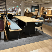 Wimmer - Essgruppe Zweigl Holz Rustikale Asteiche Bianco Stoff Q2 Individuals 66 Blau Gestell Metall RAL7021 Schwarzgrau - 6