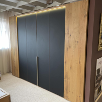 Voglauer - Schlafzimmer V-PUR Mit Kleiderschrank Bett Und Nachttischen Eiche Altholz Loden Basaltgrau Frontglas Anthrazit - 9