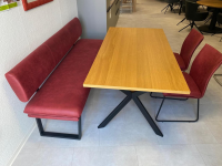 Schösswender - Essgruppe Memphis Kunstleder Season Rot Gestell Metall Schwarz Platte Wildeiche Furniert - 3