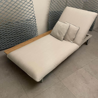 Tribù - Liege Senja Lounger Bezug Stoff Linen Beige Crème Gestell Aluminium Mit Tischplatte Teak - 6