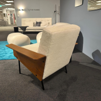 Ligne Roset - Sessel G 10 Stoff Alpa Arctique Beige Gestell Schwarz Seidenmatt Pulverbeschichtet Armlehnen Buchenmultiplex Furniert - 3