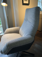 Bielefelder Werkstätten - Sessel Daron Stoff T Normandie Beige Füße Schwarz mit Hocker - 9