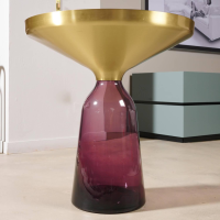 ClassiCon - Beistelltisch Bell Glasplatte Schwarz Gestell Metall Messing Glasfuß Amethystviolett Lila - 6