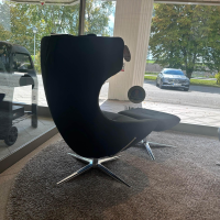 Leolux - Relaxsessel Caruzzo Leder Danza 100 Phantom Anthrazit Fuß Pure 4 Strahlig Aluminium Poliert Mit Hocker - 3