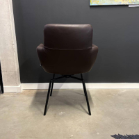 KFF - Stuhl Faye Leder Milano Dunkel Braun 4 Fuß Rundrohr Kreuzgestell Schwarz Drehbar - 3