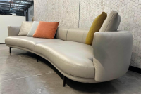 Walter Knoll - Sofa Maaru 850 Leder Elen 1218 Cosy Grey Beige Gestell Bronze Schwarz Matt Pulverbeschichtet Mit 5 Kissen - 5