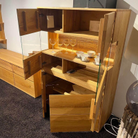 Natura - Highboard Hillsboro Wildeiche Massiv Geölt Mit Glastüren Mit Beleuchtung - 6