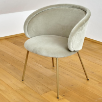 Freifrau - Armlehnstuhl Ona Bezug Stoff Velour Kvadrat Harald 3 143 Goldbeige Beige Stahlgestell Ona Messing ME021 - 12