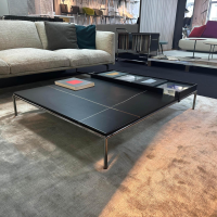 Cassina - Couchtisch Mex Hi Platte Marmor Sahara Noir Schwarz Tablett Eiche Schwarz Gebeizt Gestell Metall Verchromt - 2