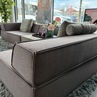 COR - Ecksofa Trio Stoff 9120 Marone Violett Und 9047 Greige Grau Beige - 5