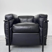 Cassina - Sessel LC2 Fauteuil Leder Graphit Schwarz Gestell Schwarz Lackiert - 3