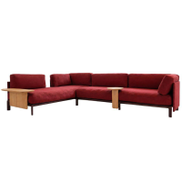 Vitra - Ecksofa Anagram Stoff Dedar A Perfekt Flower Tegola Rot Gestell Dunkel Bordeaux Pulverbeschichtet Inkl. 2x Anstecktisch Eiche Natur - 4