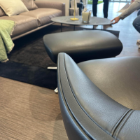 Poltrona Frau - Sessel Jay Lounge Leder SC 30-Africa Nero Schwarz Poliertes Aluminium mit Verstellung und Hocker - 6