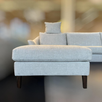 Bielefelder Werkstätten - Sofa Saloni Stoff Prato BW1728-181 Beige Füße Holz Braun - 4