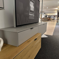 Wöstmann - Wohnwand WM 2380 Lack Samtgrau Holz Balkeneiche Und Wildeiche Massiv Mit Beleuchtung - 12