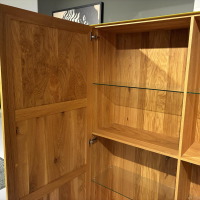 Scholtissek - Highboard Geschirrschrank Novus Glas Glänzend Zinkgelb Gelb Korpus Knorrige Eiche, Gestell Sockel 5 cm, schwarz - 5