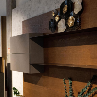 Novamobili - Wohnwand Living System N02 Rovere Miele Fumo Clay - 2