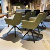 Bert Plantagie - 6er-Set Stuhl Maple Stativ Leder Tendens LD0038 Pistache Grün Stoff Daffodil 06 Grape Beige Gestell Metall Anthrazit - 2