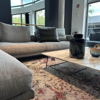 Flexform - Ecksofa Campiello Stoff Extra Elvira N1724 Grau Füße Metall Brüniert Inklusive 8 Kissen - 3