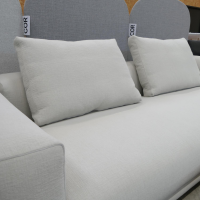 COR - Sofa Moss 74311 Stoff 10120 Greige Grau Beige Füße Verchromt Inklusive Hocker Und Rückenkissen - 6
