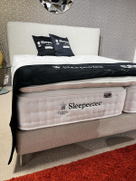 Contur - Boxspringbett 4600 Stoff Copenhagen 901 Beige Füße Metall Silber Inklusive 2 Matratzen Und Topper - 7