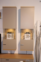 Rietberger Möbelwerke - Wohnwand Lodano Lack Cashmere Grau Eiche Sand mit Beleuchtung - 8