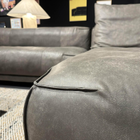 freistil Rolf Benz - Ecksofa Freistil 136 Leder 9225 Braungrau Füße Stahl Tiefschwarz Inklusive Kissen Mit Rolle - 3