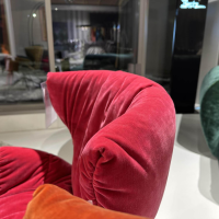 Bretz - 4er Set Esstischstuhl Cassia Stoff 64 1978 Velvet Gold Green Grün Rot Pink Füße 98 Matt Schwarz - 5