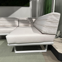 Solpuri - Outdoor Lounge Boom Stoff Diamond Pune Beige Gestell Aluminium Weiß Pulverbeschichtet Mit Keramikplatte Dekton - 4