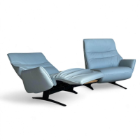 himolla - Trapezsofa 4905 Lounger Leder Longlife Rustika Sky Blau Metallkufe Anthrazit Pulverlackiert Mit Elektrischer Verstellung - 2