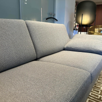 COR - Sofa Conseta Stoff 8192 Greige Grau Metallkufe Verchromt Inkl. Hocker - 9