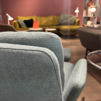 COR - Drehsessel Cordia 15122 Stoff 8310 Aquablau Gestell Aluminium Poliert Inklusive Hocker - 6