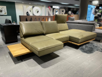 Koinor - Ecksofa Phoenix Leder B Toro Cactus Grün Plateau Wildeiche Furniert Gestell Aluminium Schwertkufe - 7