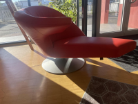 Leolux - Drehsessel Parabolica 320 100 Leder Senso 6870 Grenadine Orange Rot Tellerfuß Aluminium Gebürstet - 6