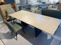 K+W - Essgruppe Vari Tisch Asteiche Furniert Bianco mit 4 Stühle Leder Bronco Zypresse Grün 1 Bank - 10