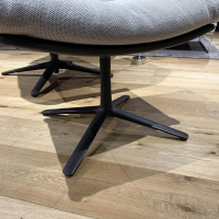 COR - Relaxsessel Cordia Lounge Korpus Leder Trüffel Braun Sitz Stoff Ecru Taupe Grau Gestell Lack F01 Schwarzbraun Mit Hocker - 9