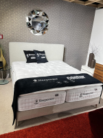 Contur - Boxspringbett 4600 Stoff Copenhagen 901 Beige Füße Metall Silber Inklusive 2 Matratzen Und Topper - 3