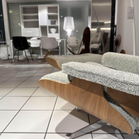 Vitra - Loungesessel Eames Stoff Nubia Elfenbein Forest Beige Schale Nussbaum Schwarz Pigmentiert Gestell Aluminium Poliert Inklusive Hocker - 3