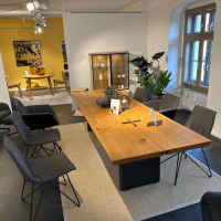 Team 7 - Stuhlgruppe Lui Und Grande Lui Stoff Canvas CA 154 Und Leder L1 Origon Schwarz Gestell Schwarz Matt Pulverbeschichtet - 8