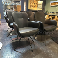 Gealux - 6er-Set Vierfußstuhl Leder Polo 1045 Schwarz Gestell Schwarz Drehbar Inklusive Filzgleiter - 3