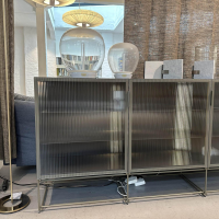 Ligne Roset - Vitrine Canaletto Front Klarglas Korpus Lack Bleigrau Inklusive LED Beleuchtung - 10