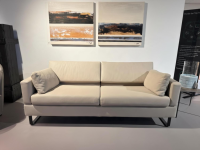Brühl - Sofa Tomo Compact 3 Leder Taron 5668 40 Beige Grau Füße Stahl Schwarz Pulverbeschichtet Mit Verstellung - 5
