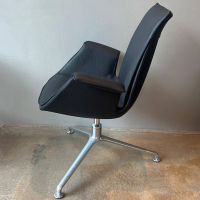 Walter Knoll - Schalensessel FK 6726 3GS Leder Safari 1203 Raven Schwarz Kreuzfuß Drehbar Metall Poliert - 6