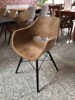 Bodahl - 4er-Set Stuhl Jazz Leder 105 Kenia Brown Braun 4 Fußgestell Holz Schwarz Lackiert Mit Metallstreben - 4