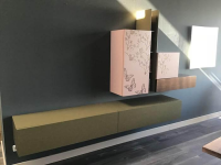 Capo D'Opera - Wohnwand 135 Kombination Mit Blattbronze Belegt Lack Matt Oliv - 5