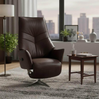 himolla - Sessel 7911 S Lounger L Leder 27 Eleganza Forest Braun Sternfuß Edelstahl Mit Motorischer Verstellung - 2