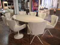 Musterring - Essgruppe JustB Esstischplatte Lack Seidengrau Stoff Bouclé Elegant Wish Champagne Beige - 7